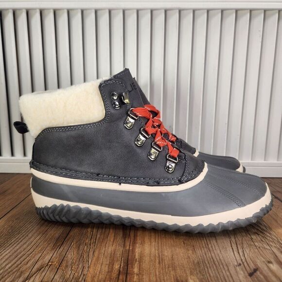 JBU Alison Waterproof Womens Size 9M Gray Faux Fur Trim Casual Ankle Duck Boots - Picture 1 of 10